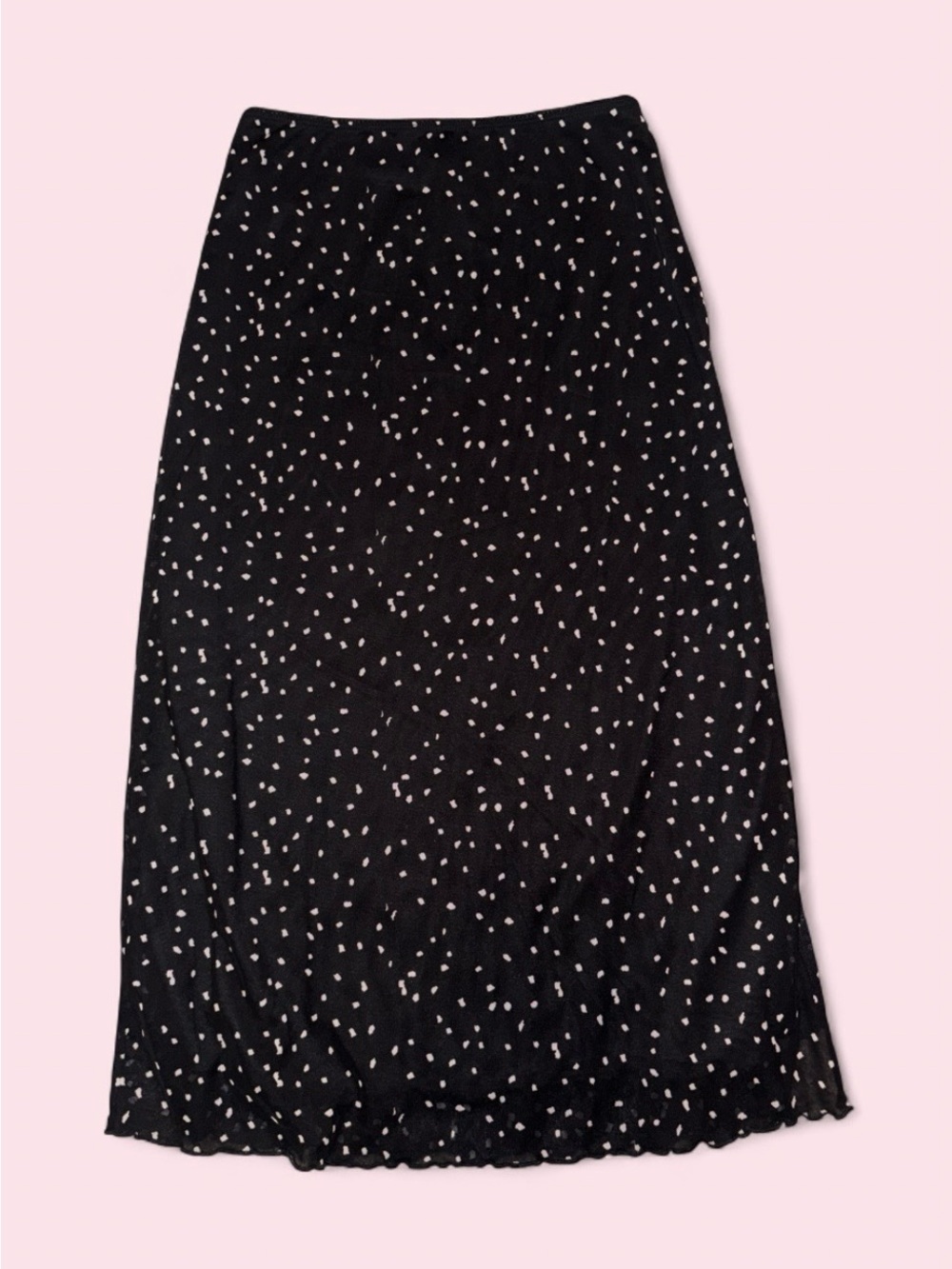 Urban Romantics Black & White Polka Dot Mesh Midi Skirt - Size Small
